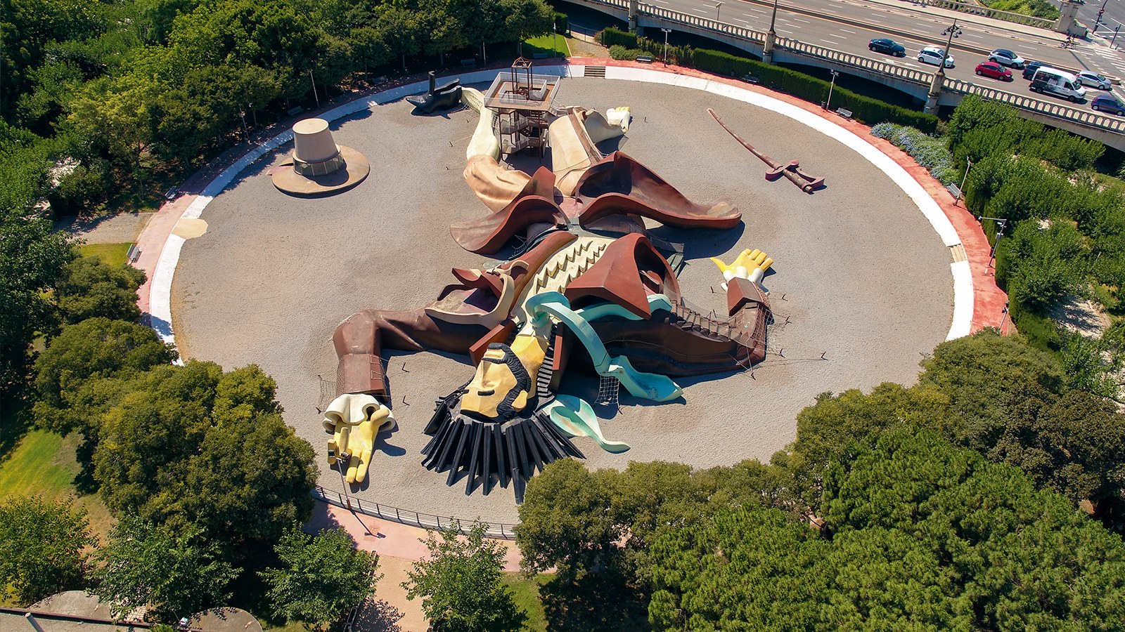 Vista aérea del parque Gulliver en el Jardín del Turia